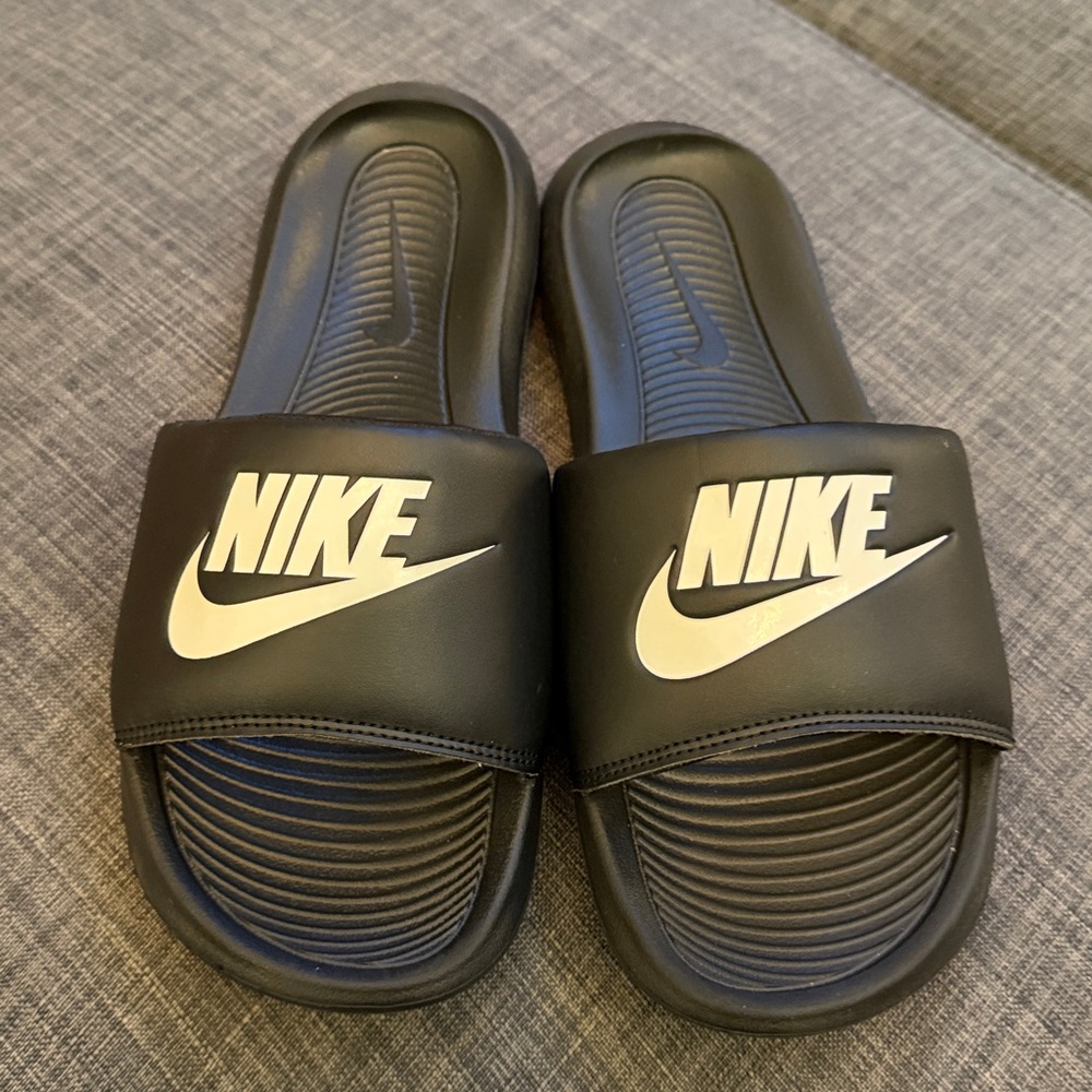Nike Black and White Slide Sandals